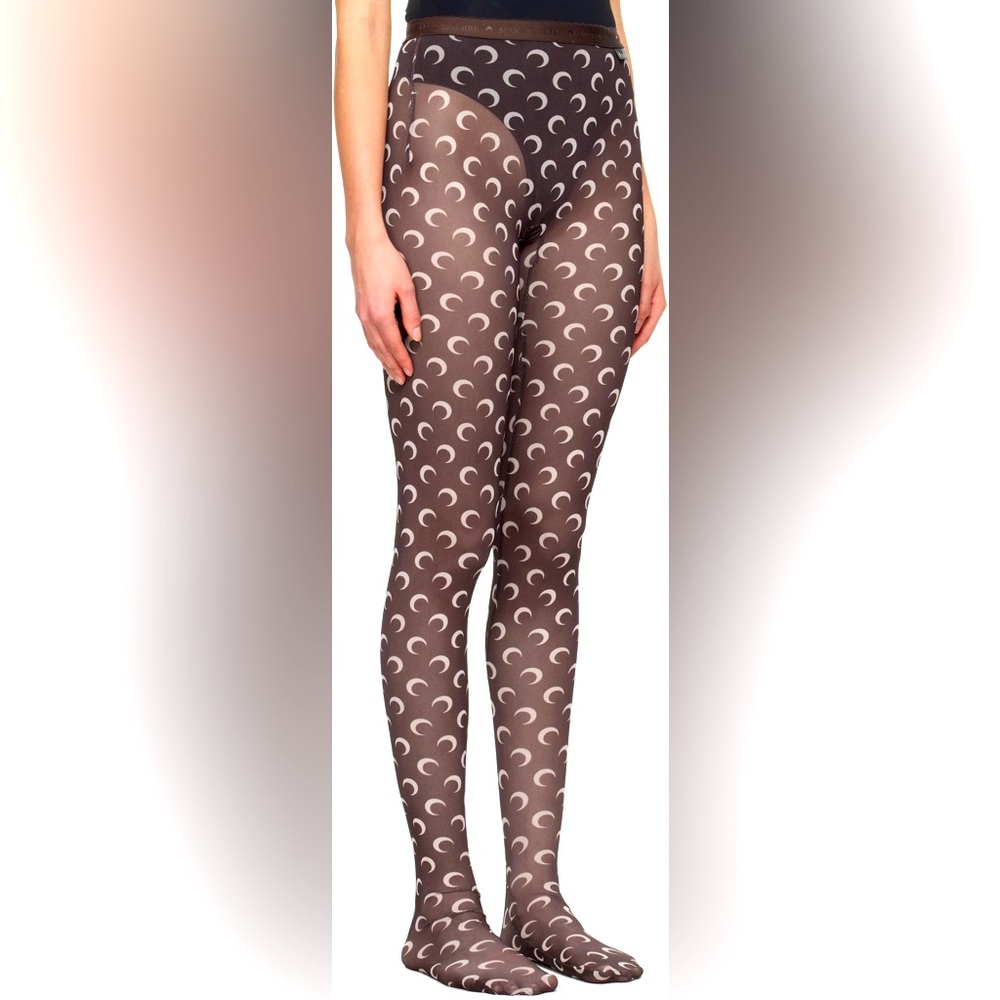 Marine Serre Brown Moon Printed Mesh Tights